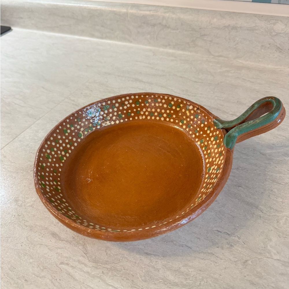 Mexican Terracotta Sarten de Barrow Fry Pan Cooking Pot Clay Folk Art